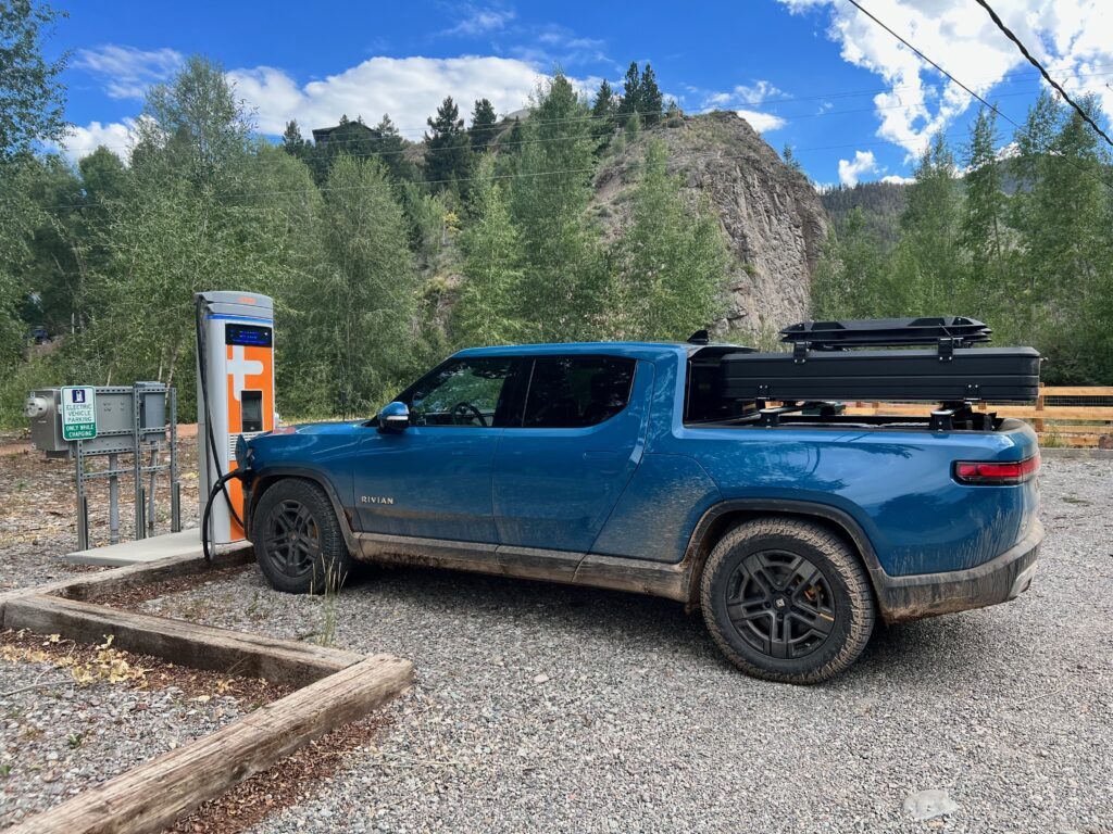 Charging at a ChargePoint charger in Lake City.