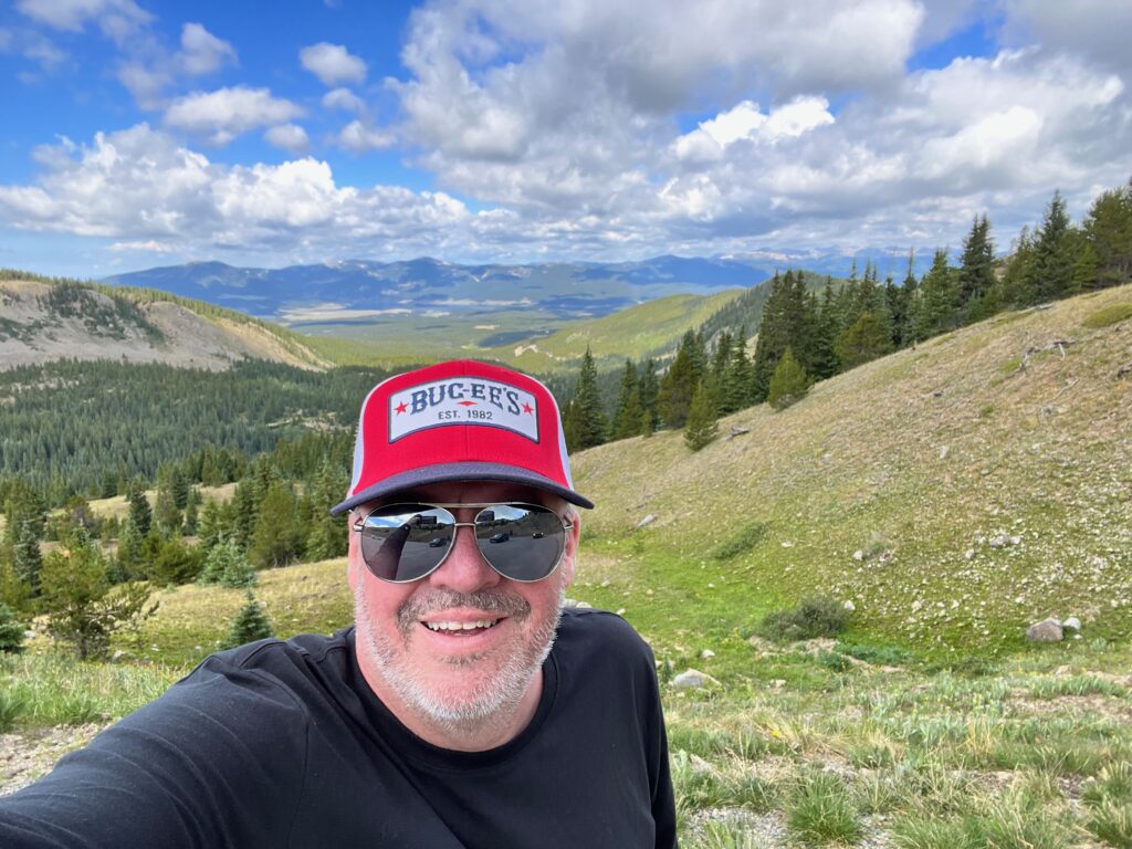 Deuce enjoying the scenery at Cottonwood Pass while overlanding Colorado.