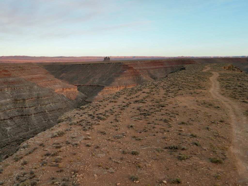 The southern end of Goosenecks State Park dispersed camping area.