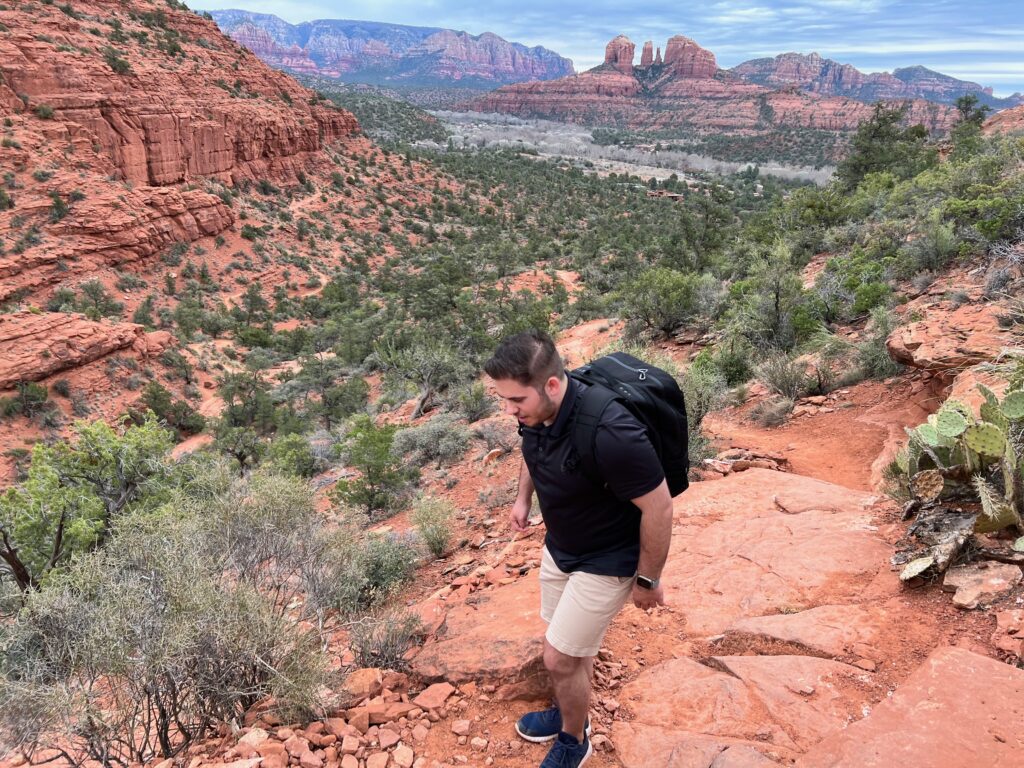 My son enjoying the scenery while hiking Scorpion Trail in Sedona with me.