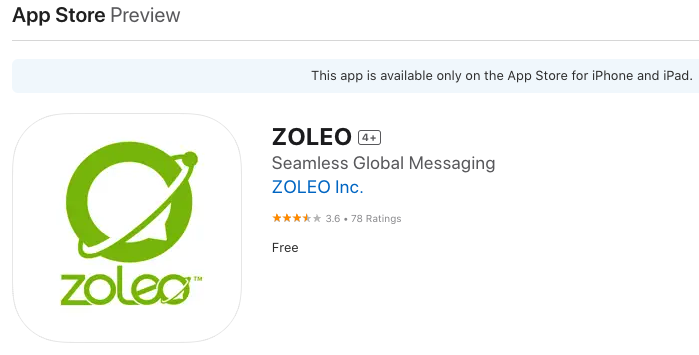 Zoleo in App Store