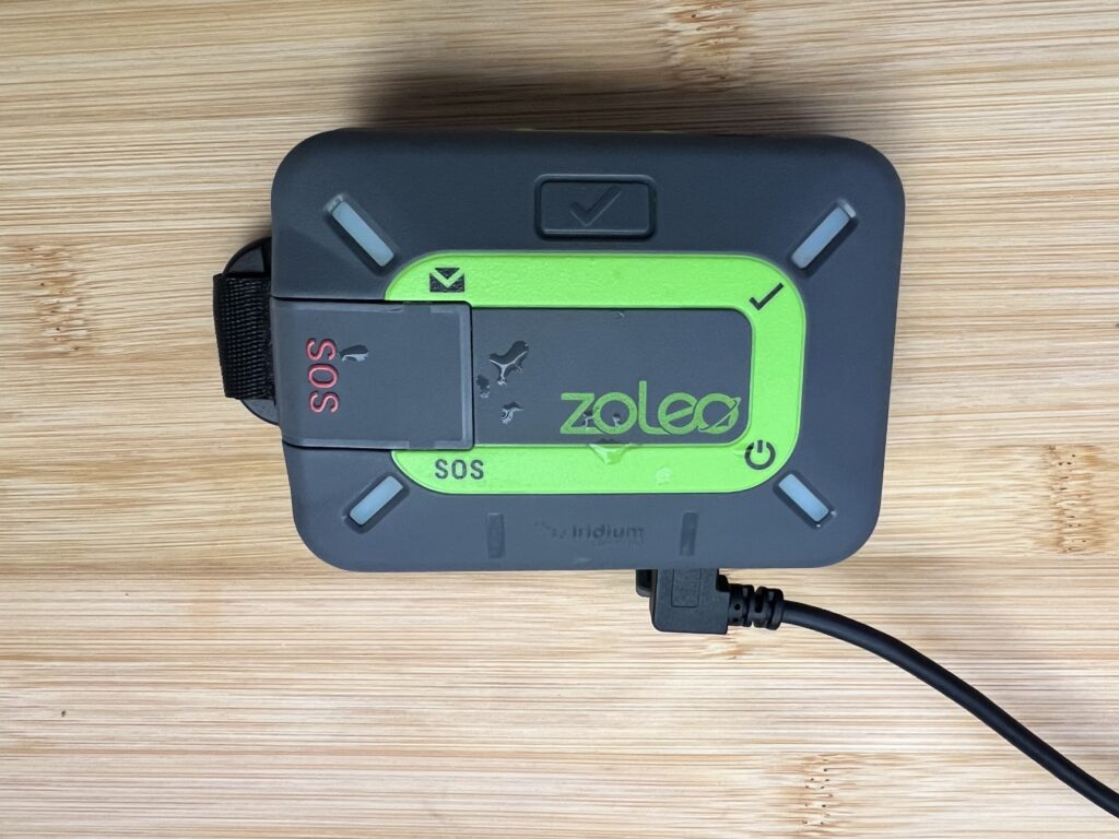 Zoleo Satellite Communicator charging with Micro USB cable