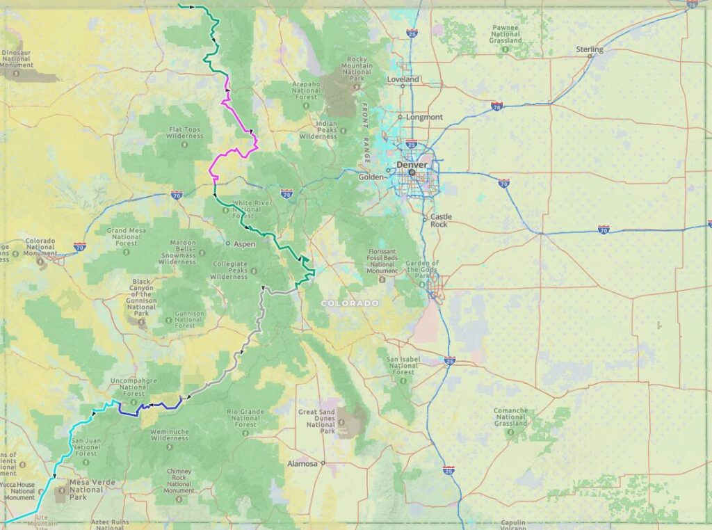 
GAIA GPS Map showing the COBDR tracks.