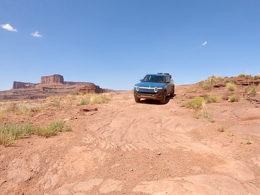 Rugged decline on the Moab Chickens Corners trail.