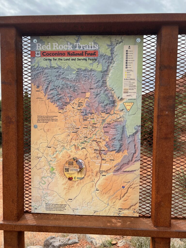 
Map of the Red Rock Trails in the Coconino National Forest near Sedona.